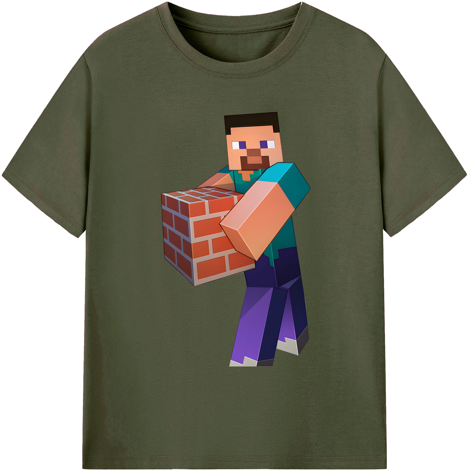 （画像用） マインクラフト ブロックの世界 Minecraft MC Block world 綿100％ メンズ半袖Tシャツ｜肌触りやわらか＆通気性